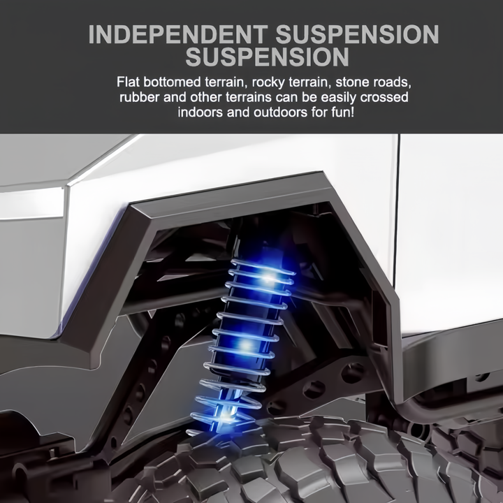 RC Cybertruck Monster (1:8) with Independent Suspension System, High Torque Motors,  Rock Climbing Capability, and Bonus Quad Bike
